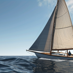 **Evolving Algorithm:** An adaptive algorithm, like a sailboat navigating wind and waves, learning from its environment. Focus on a dynamic, data-rich scene with visual cues of learning and adjustment.
